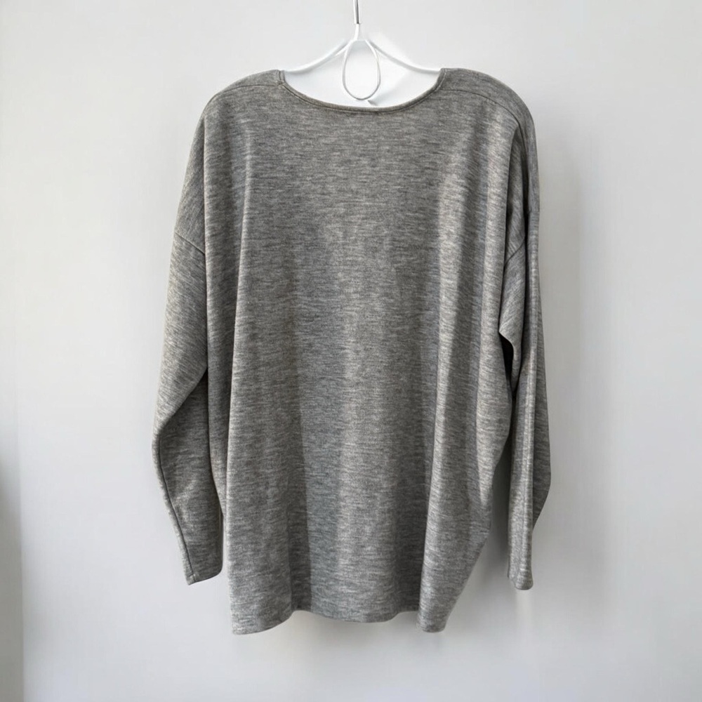 Zara Women’s Heather Gray V-Neck Pullover Sweater with Drawstring Accent! Large! - Picture 2 of 6